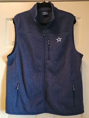 Vineyard Vines Men's Navy Blue Full-Zip Fleece Vest with Star Logo